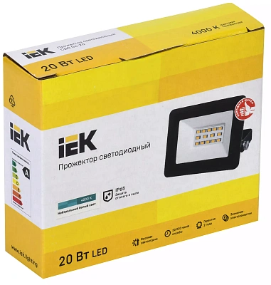 Прожектор СДО 06-20 светодиодный черный IP65 4000 K IEK