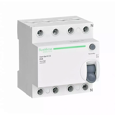 Выключатель дифференциального тока (ВДТ) 25А 4P 30мА Тип-AC 400В  City9 Set